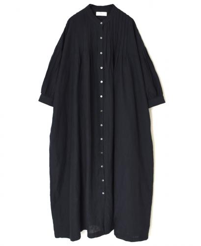 ●INSL25203(ワンピース) 60s LINEN PLAIN BANDED COLLAR 3/4SL PINTUCK DRESS