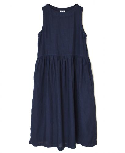 NAM1633LP (ワンピース) LINEN PLAIN (OVERDYE) BOAT NECK NO/SL ONE-PIECE