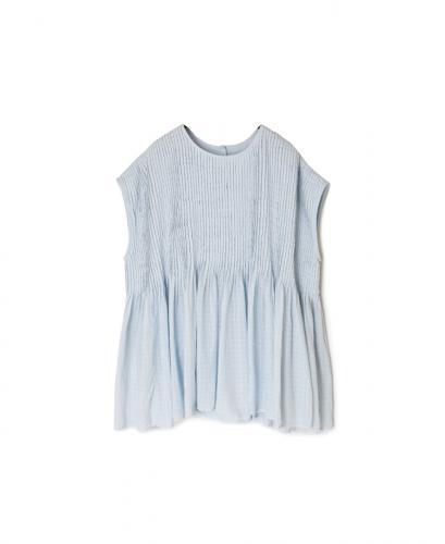 NMDS25252D(シャツ) 80s ORGANIC DOBIE CHECK(OVERDYE) CREW-NECK F/SL SHIRT WITH PINTUCK