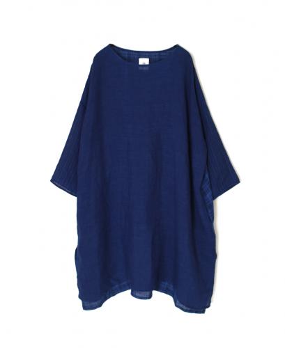 INMDS25124(ワンピース) YARN DYE NATURAL INDIGO DROP SHOULDER SMOCK DRESS