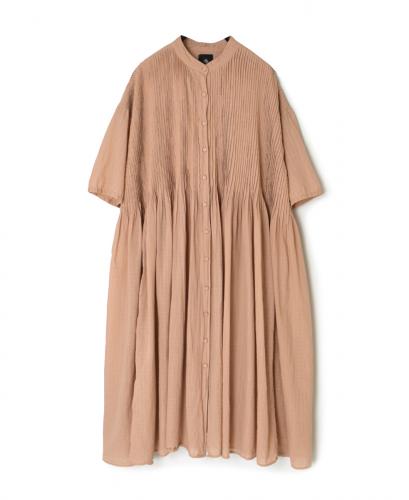 NMDS25254D(ワンピース) 80s ORGANIC DOBIE CHECK(OVERDYE) BANDED COLLAR MAXI DRESS WITH PINTUCK
