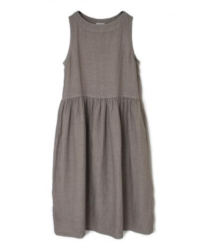 ●NAM1633LP (ワンピース) LINEN PLAIN (OVERDYE) BOAT NECK NO/SL ONE-PIECE