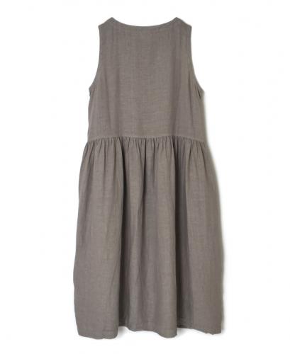NAM1633LP (ワンピース) LINEN PLAIN (OVERDYE) BOAT NECK NO/SL ONE-PIECE