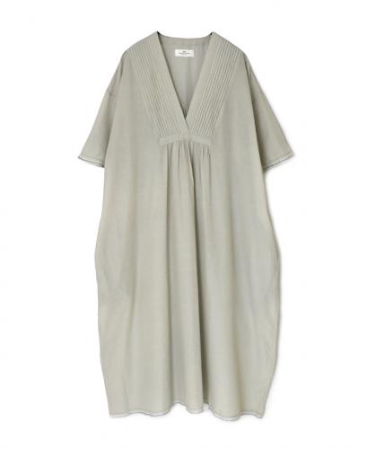 NSL25023(ワンピース) SUPER FINE VOILE WITH SELVEGE V-NECK PINTUCK SHORT/SL DRESS