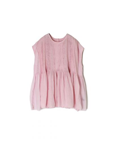 NMDS25231D(シャツ) COTTON&LINEN PATCHWORK(OVERDYE) CREW-NECK F/SL SHIRT WITH MINI PINTUCK