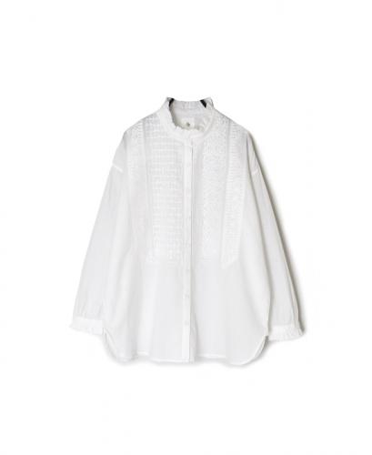 NMDS25531(シャツ) 60s ORGANIC CAMBRIC WITH EMB FRILL COLLAR EMB SHIRT