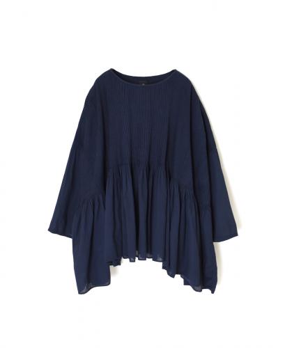 NMDS25511D(シャツ) 80s ORGANIC COTTON SMALL CHECK&VOILE PLAIN(OVER DYE) MINI PINTUCK PULLOVER