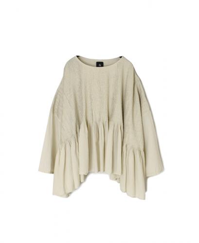 NMDS25511D(シャツ) 80s ORGANIC COTTON SMALL CHECK&VOILE PLAIN(OVER DYE) MINI PINTUCK PULLOVER