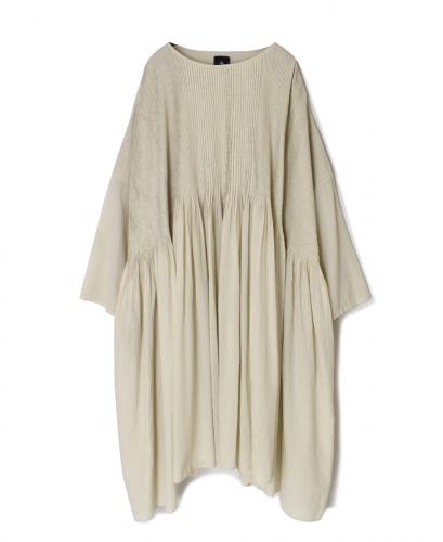 NMDS25512D(ワンピース) 80s ORGANIC COTTON SMALL CHECK&VOILE PLAIN(OVER DYE) MINI PINTUCK PULLOVER DRESS