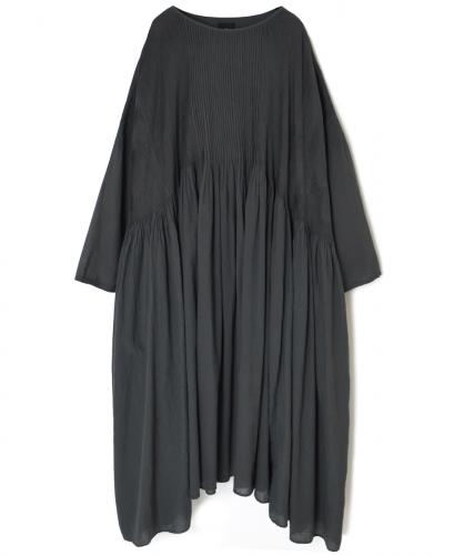 NMDS25512D(ワンピース) 80s ORGANIC COTTON SMALL CHECK&VOILE PLAIN(OVER DYE) MINI PINTUCK PULLOVER DRESS