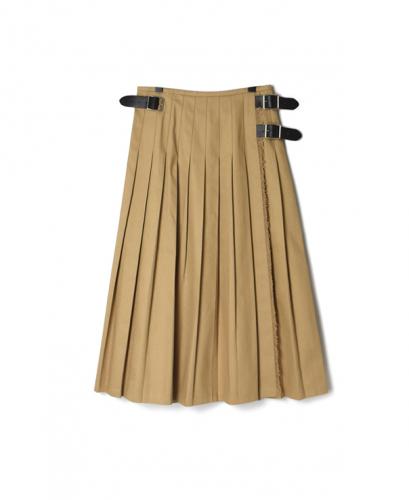 NOD1702 (スカート) COTTON TWILL LOW WAIST PLEATS WRAP SKIRT LENGTH 80cm (WITH PIN)
