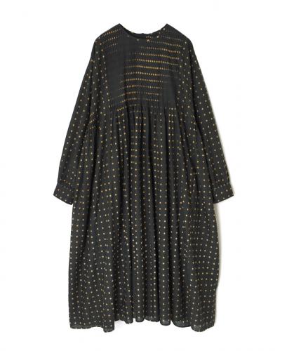 INMDS25772(ワンピース) 80s COTTON VOILE CONTRAST FLOWER HAND SCREEN PRINT CREW-NECK BACK OPENING DRESS WITH MINI PINTUCK