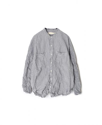 NVL2582SW(シャツ) YARN DYED COTTON STRIPE (WRINKLE) BANDED COLLAR L/SL OVERSIZED SHIRT