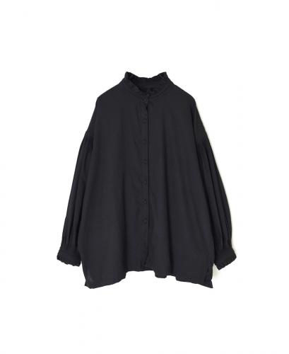 INMDS24702W(シャツ) TWILL COTTON KHADI PLAIN(WASH) FRILL COLLAR SHIRT WITH MINI PINTUCK