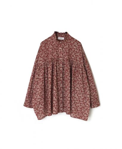 NSL25571(シャツ) COTTON SLUB FLOWER PRINT FRILL COLLAR SHIRT WITH GATHER