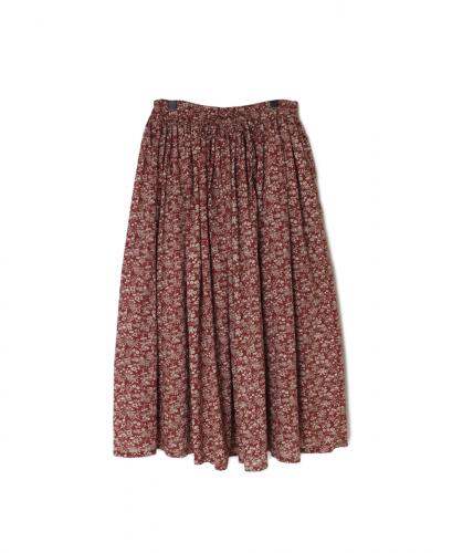 NSL25574(スカート) COTTON SLUB SMALL FLOWER PRINT GATHERED SKIRT