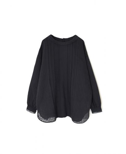 INMDS25713(シャツ) HANDWOVEN COTTON/SILK SELF CHECK LACE COLLAR PINTUCK SHIRT