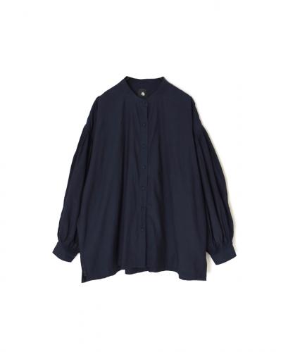 INMDS25741(シャツ) BANGALORE COTTON/SILK PLAIN BANDED COLLAR SHIRT WITH MINI PINTUCK