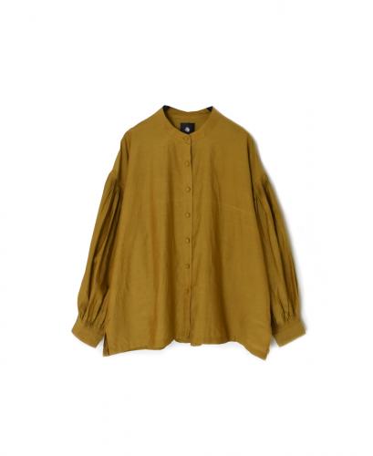 INMDS25741(シャツ) BANGALORE COTTON/SILK PLAIN BANDED COLLAR SHIRT WITH MINI PINTUCK