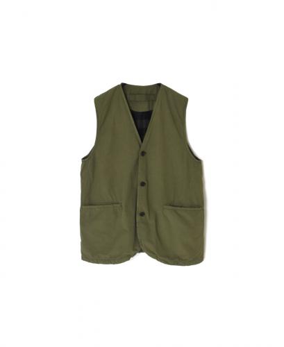 NVL2592D(ベスト) 40s ORGANIC POPLIN (OVERDYE) V-NECK VEST