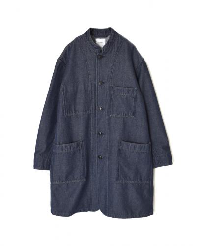 ISNAM2572(ジャケット) COTTON WOOL TWILL BANDED COLLAR LONG JACKET