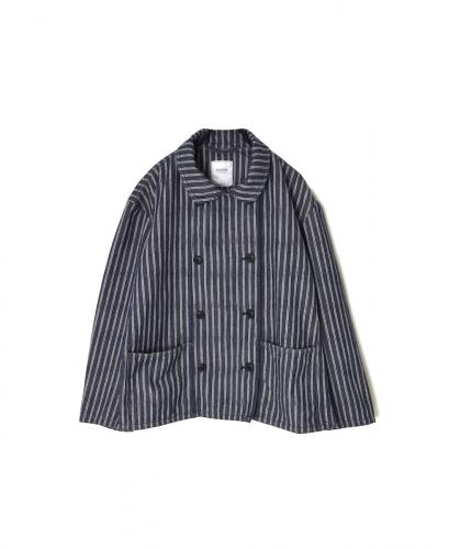 ISNAM2571S(ジャケット) YARN DYED INDIGO 2STRIPE ROUND COLLAR DOUBLE JACKET