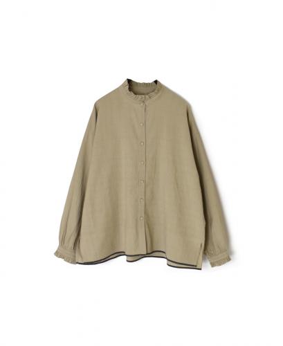 INMDS25721(シャツ) HANDWOVEN HEAVY COTTON PLAIN FRILL COLLAR BACK PINTUCK SHIRT