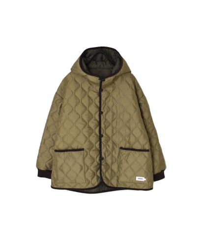 NAM2561PP(ジャケット) PLAIN POLYESTERxPLAIN POLYESTER HEAT QUILT OVERSIZED HOODED JACKET WITH RIBBED CUFF