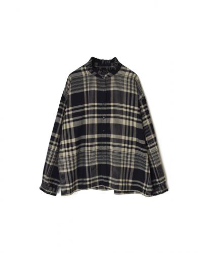 INMDS25731(シャツ) HANDWOVEN HEAVY COTTON CHECK FRILL COLLAR BACK PINTUCK SHIRT