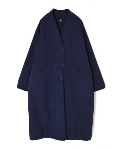 NMDS25561D(コート) PADDED ORGANIC COTTON CHECK (OVER DYE) V-COLLAR COAT