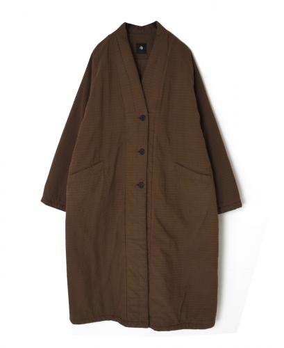 NMDS25561D(コート) PADDED ORGANIC COTTON CHECK (OVER DYE) V-COLLAR COAT