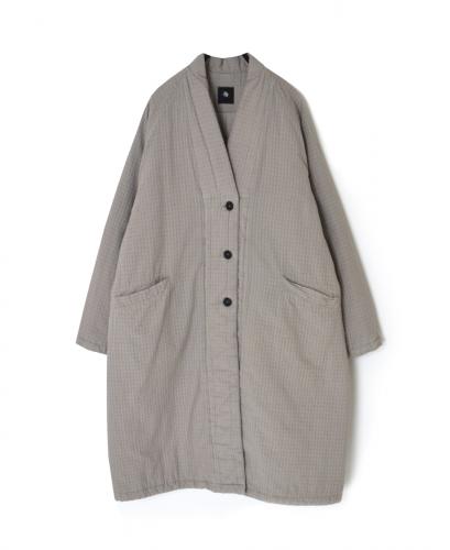 NMDS25561D(コート) PADDED ORGANIC COTTON CHECK (OVER DYE) V-COLLAR COAT