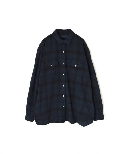 NVL2571D(シャツ) COTTON FLANNEL CHECK OVERDYE REGULAR COLLAR L/SL OVERSIZED SHIRT