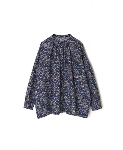 NSL25551(シャツ) 40s POPLIN MEDIUM FLOWER PRINT BANDED COLLAR SHIRT WITH GATHER