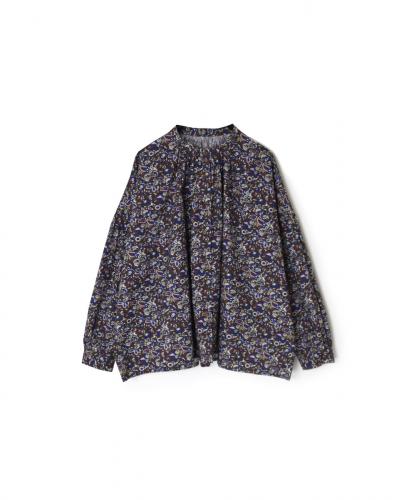NSL25551(シャツ) 40s POPLIN MEDIUM FLOWER PRINT BANDED COLLAR SHIRT WITH GATHER