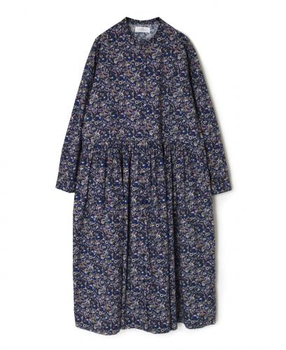 NSL25552(ワンピース) 40s POPLIN MEDIUM FLOWER PRINT BANDED COLLAR DRESS