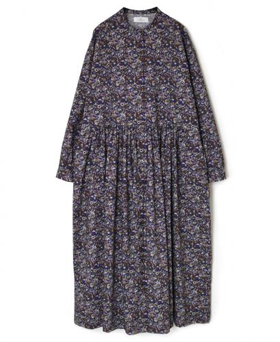NSL25552(ワンピース) 40s POPLIN MEDIUM FLOWER PRINT BANDED COLLAR DRESS