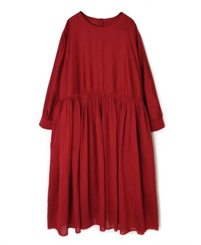 NMDS25544(ワンピース)  PLAIN COTTON SILK RAJASTHAN TUCK GATHERED DRESS