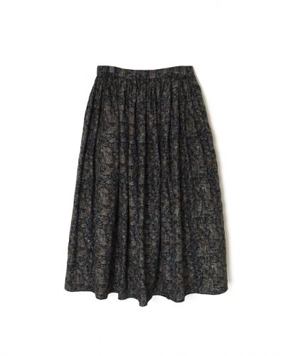 NMDS25574(スカート) STITCHED BANGALORE SILK PAISLEY PRINT RAJASTHAN TUCK GATHERED SKIRT WITH LINING