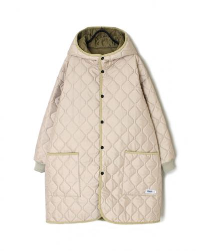 NAM2562PP(コート) PLAIN POLYESTERxPLAIN POLYESTER HEAT QUILT OVERSIZED MID-LENGTH HOODED COAT WITH RIBBED CUFF