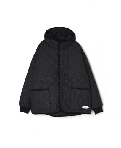 NAM2561PP(ジャケット) PLAIN POLYESTERxPLAIN POLYESTER HEAT QUILT OVERSIZED HOODED JACKET WITH RIBBED CUFF