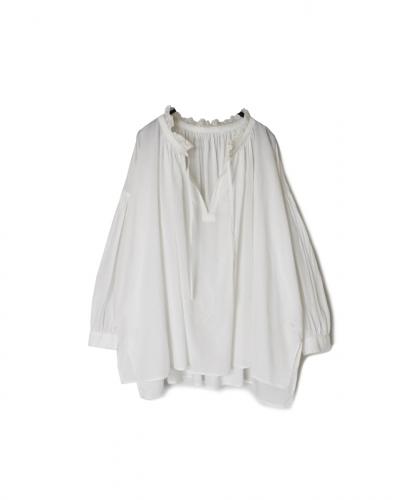 NSL25622(シャツ) 60s CAMBRIC PLAIN WITH LACE STRING COLLAR GATHERED SHIRT