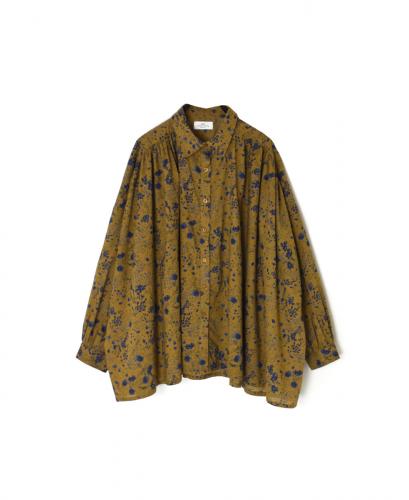 NSL25591(シャツ) 60s CAMBRIC FLOWER PRINT REGULAR COLLAR GATHERED SHIRT