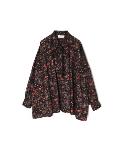 NSL25592(シャツ) 60s CAMBRIC FLOWER PRINT TAI GATHER FLY FRONT SHIRT