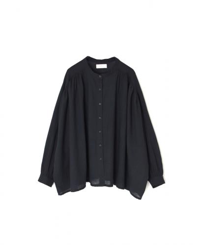 NSL25612(シャツ) COTTON DOBIE DOT PATCHWORK BANDED COLLAR GATHERED SHIRT