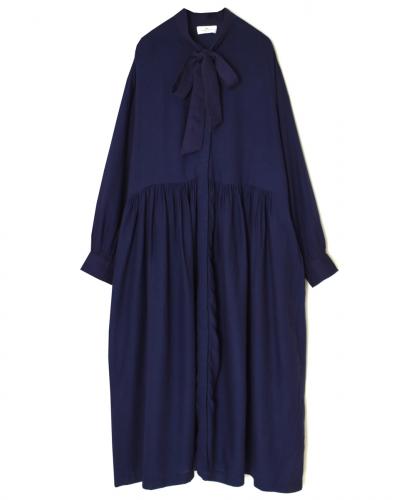 NSL25604(ワンピース) 60s COTTON TWILL PLAIN TAI GATHERED FRONT SHIRT DRESS