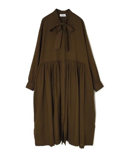 NSL25604(ワンピース) 60s COTTON TWILL PLAIN TAI GATHERED FRONT SHIRT DRESS
