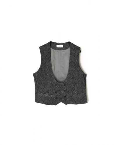 NSL25583(ベスト) CORDUROY SMALL FLOWER PRINT U-NECK VEST WITH SIDE SLIT
