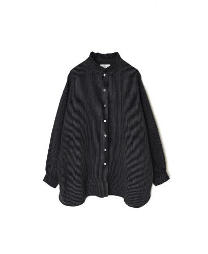 INSL25711(シャツ) WOOL/LINEN STRIPE FRILL COLLAR SHIRT