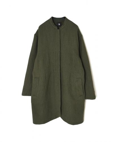 NMDS24552(コート) WOOL COTTON SMALL HERRINGBONE STAND COLLAR FLY FRONT COAT